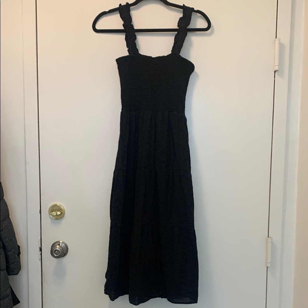 Black MidiSun Dress with Ruffle Detaild